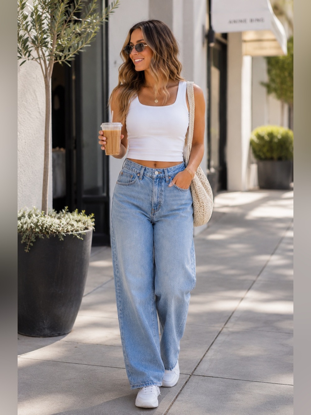 Abercrombie & Fitch x Jen Reed The Loose High Rise Curve Love Jeans Light Wash - Picture 5 of 8